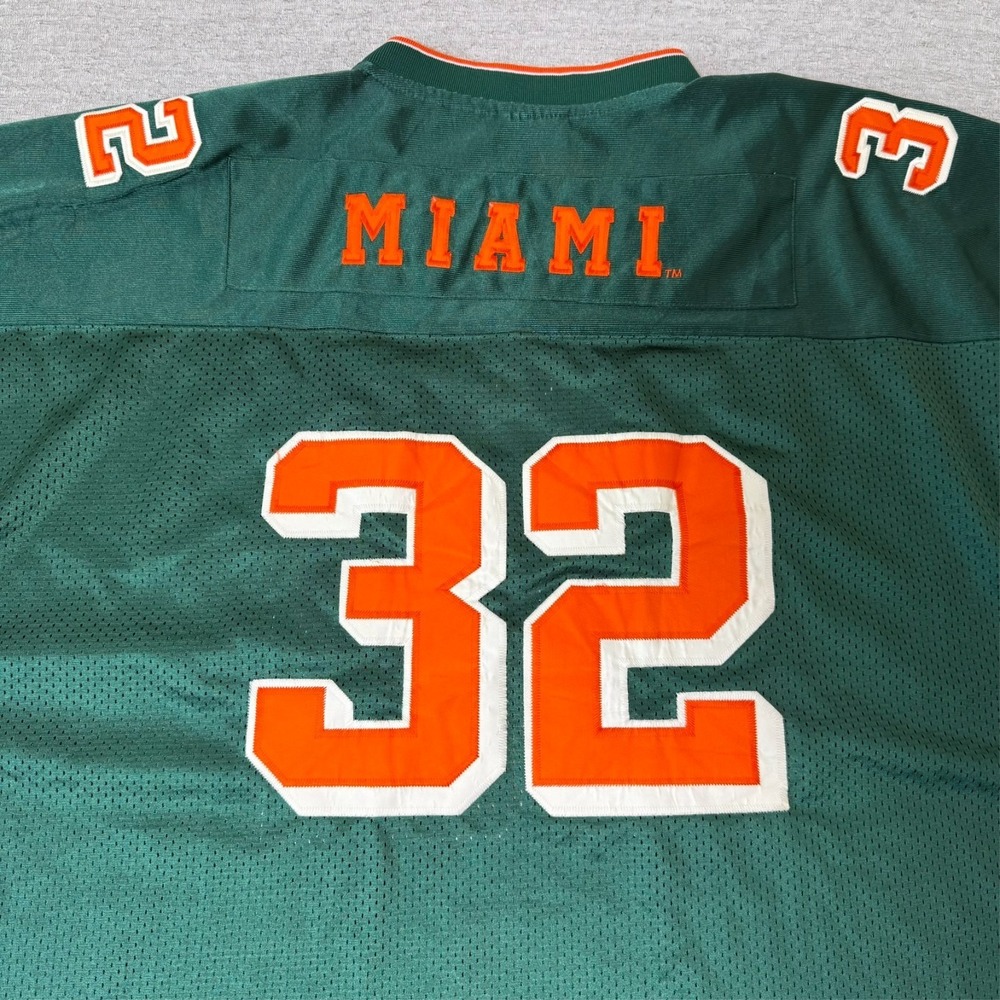 Vintage Rare Miami Hurricanes #32 Men's 4XL Colosseum Football Jersey Green NCAA - Picture 12 of 14